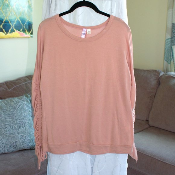 Alya | Long Sleeve Dusty Pink Sweater | Ruched Sleeves - Picture 1 of 6